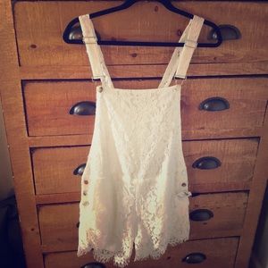 NWT Charlotte Russe white lace overalls size M